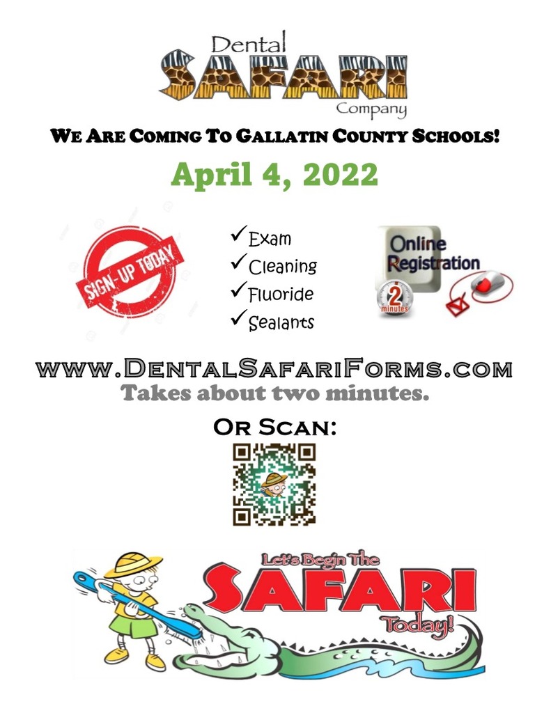 Dental Safari Exam, Cleaning, Flouride, Sealants, April 4, 2022 www.dentalsafariforms.com Takes about two minutes or scan, Let's Begin The Safari Today! 