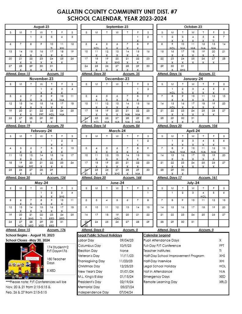 Gallatin CUSD& 23-24 School Calendar